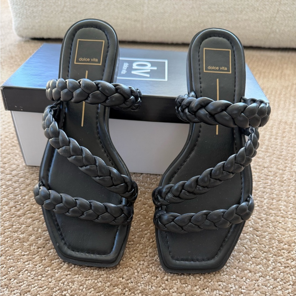 Dolce Vita Iman slide sandal in black with braided straps